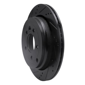 Land Rover LR3 Brake Rotor (1) - Rear Left - R1 Concepts - Drilled & Slotted - Black - `05-`07